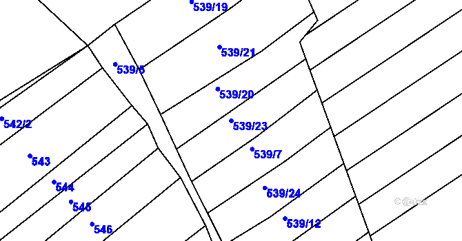 Parcela st. 539/23 v KÚ Komárov u Napajedel, Katastrální mapa