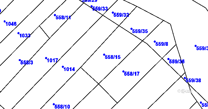 Parcela st. 558/15 v KÚ Komárov u Napajedel, Katastrální mapa