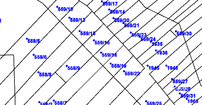 Parcela st. 559/18 v KÚ Komárov u Napajedel, Katastrální mapa