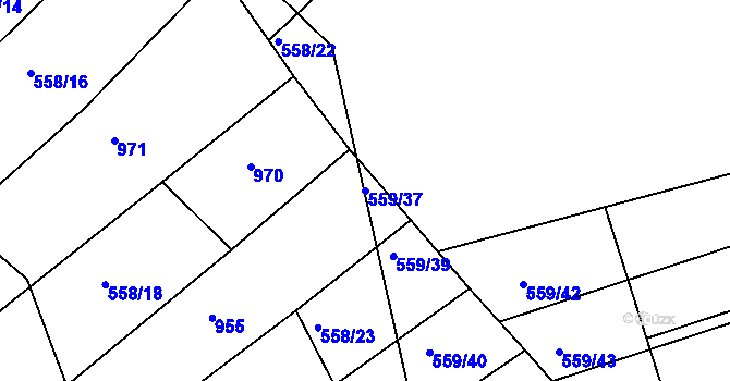Parcela st. 559/37 v KÚ Komárov u Napajedel, Katastrální mapa