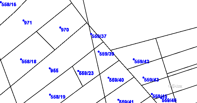 Parcela st. 559/39 v KÚ Komárov u Napajedel, Katastrální mapa