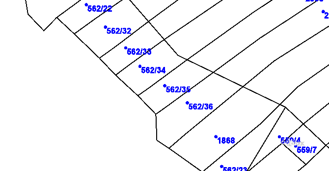Parcela st. 562/35 v KÚ Komárov u Napajedel, Katastrální mapa