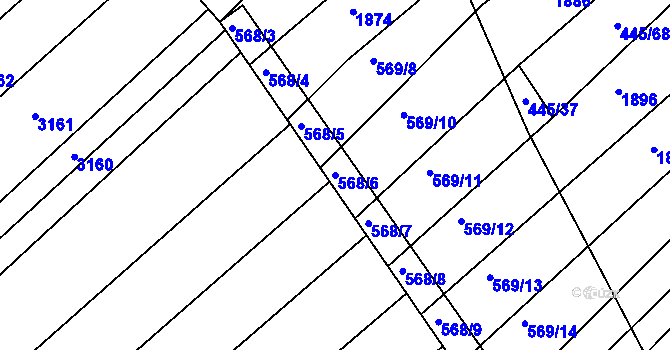 Parcela st. 568/6 v KÚ Komárov u Napajedel, Katastrální mapa