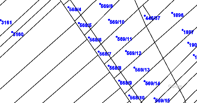 Parcela st. 568/7 v KÚ Komárov u Napajedel, Katastrální mapa