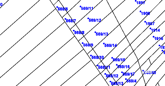 Parcela st. 568/9 v KÚ Komárov u Napajedel, Katastrální mapa