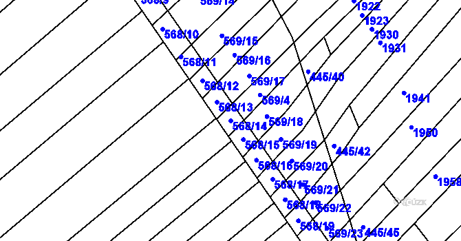 Parcela st. 568/14 v KÚ Komárov u Napajedel, Katastrální mapa