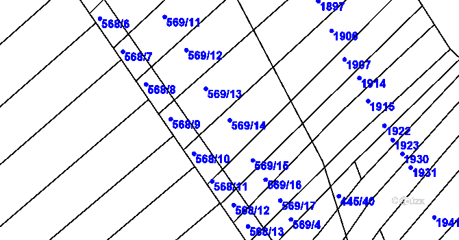 Parcela st. 569/14 v KÚ Komárov u Napajedel, Katastrální mapa