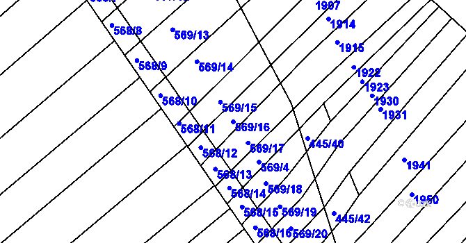 Parcela st. 569/16 v KÚ Komárov u Napajedel, Katastrální mapa