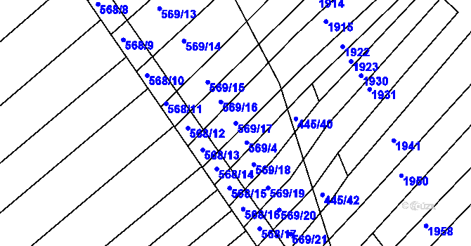 Parcela st. 569/17 v KÚ Komárov u Napajedel, Katastrální mapa
