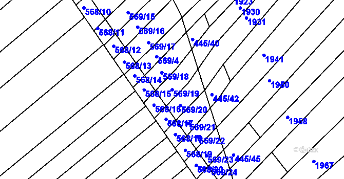 Parcela st. 569/19 v KÚ Komárov u Napajedel, Katastrální mapa