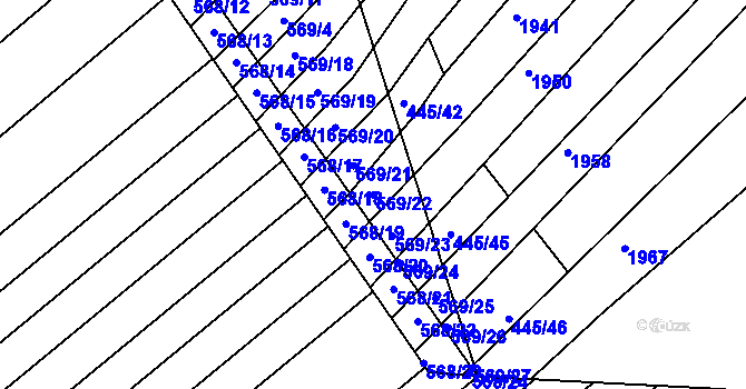 Parcela st. 569/22 v KÚ Komárov u Napajedel, Katastrální mapa