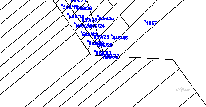 Parcela st. 569/27 v KÚ Komárov u Napajedel, Katastrální mapa
