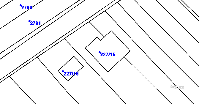 Parcela st. 227/15 v KÚ Komárov u Napajedel, Katastrální mapa
