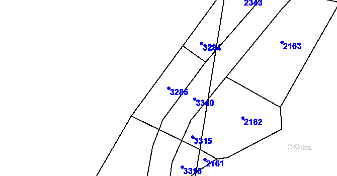 Parcela st. 3285 v KÚ Komárov u Napajedel, Katastrální mapa