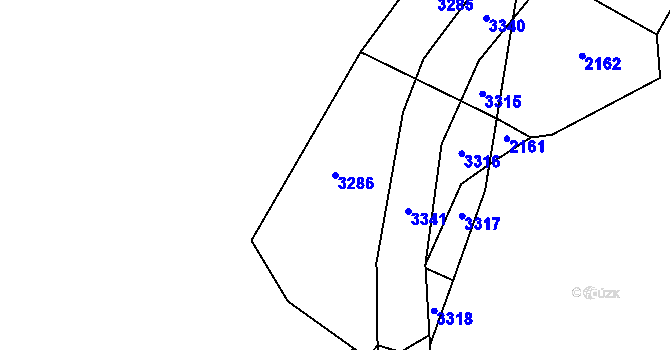 Parcela st. 3286 v KÚ Komárov u Napajedel, Katastrální mapa