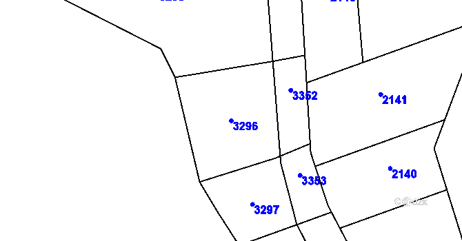 Parcela st. 3296 v KÚ Komárov u Napajedel, Katastrální mapa