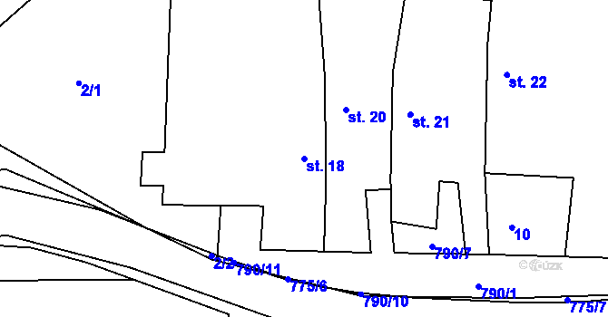 Parcela st. 18 v KÚ Komárovice u Jihlavy, Katastrální mapa