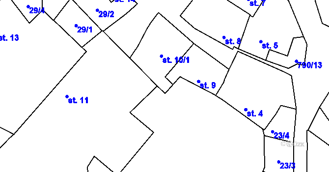 Parcela st. 10/3 v KÚ Komárovice u Jihlavy, Katastrální mapa