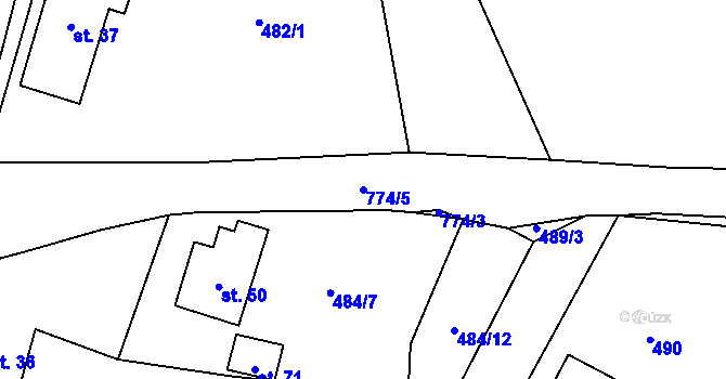 Parcela st. 774/5 v KÚ Komárovice u Jihlavy, Katastrální mapa