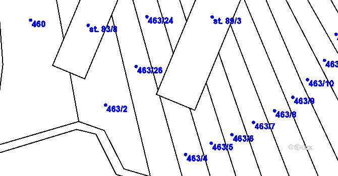 Parcela st. 89/2 v KÚ Komárovice, Katastrální mapa