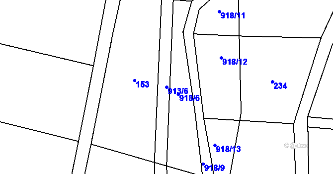 Parcela st. 913/6 v KÚ Komárovice, Katastrální mapa