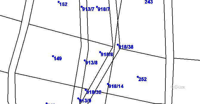 Parcela st. 918/8 v KÚ Komárovice, Katastrální mapa