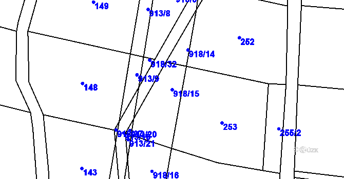 Parcela st. 918/15 v KÚ Komárovice, Katastrální mapa