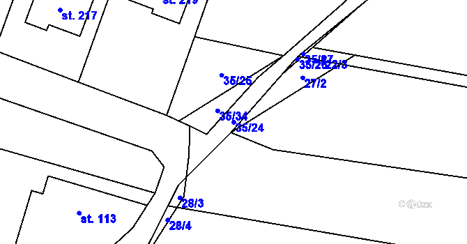 Parcela st. 35/24 v KÚ Komařice, Katastrální mapa