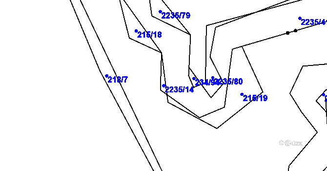 Parcela st. 2235/14 v KÚ Komařice, Katastrální mapa