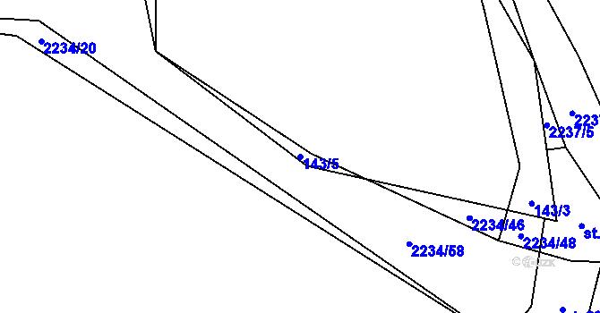 Parcela st. 143/5 v KÚ Komařice, Katastrální mapa