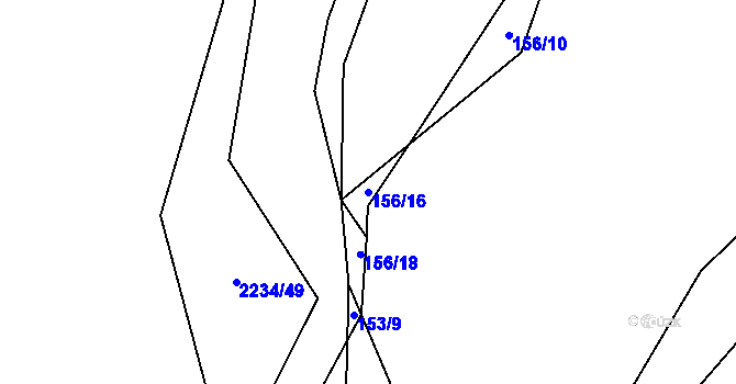 Parcela st. 156/16 v KÚ Komařice, Katastrální mapa