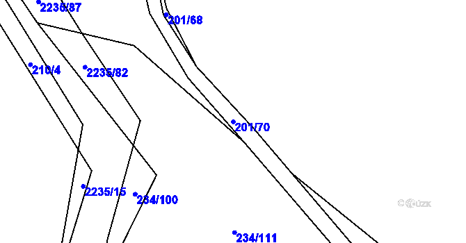 Parcela st. 201/70 v KÚ Komařice, Katastrální mapa