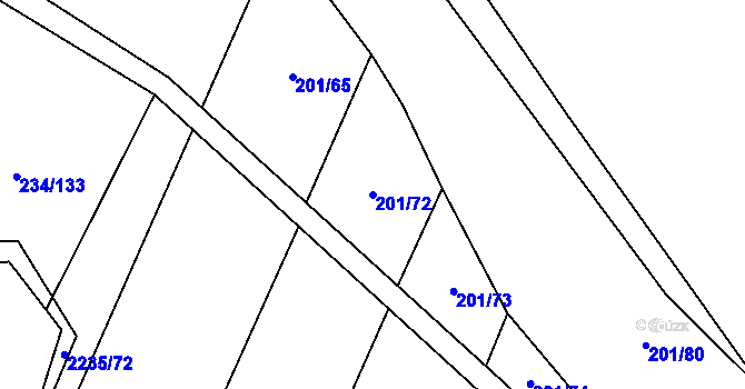 Parcela st. 201/72 v KÚ Komařice, Katastrální mapa
