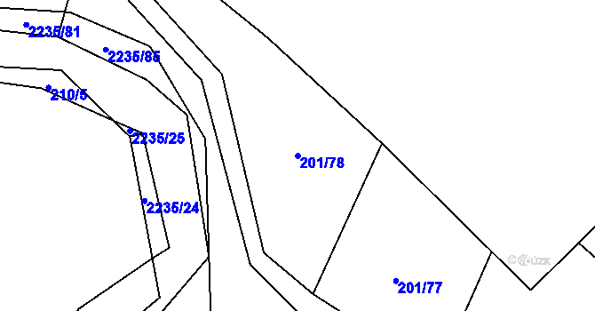 Parcela st. 201/78 v KÚ Komařice, Katastrální mapa