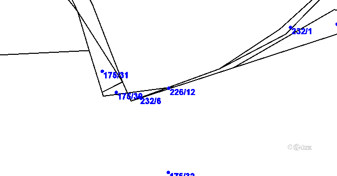 Parcela st. 226/12 v KÚ Komařice, Katastrální mapa