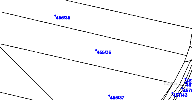 Parcela st. 455/36 v KÚ Komařice, Katastrální mapa