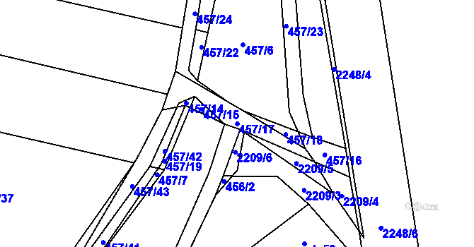 Parcela st. 457/17 v KÚ Komařice, Katastrální mapa