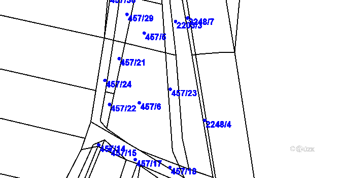 Parcela st. 457/23 v KÚ Komařice, Katastrální mapa