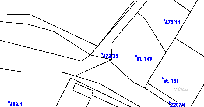 Parcela st. 472/33 v KÚ Komařice, Katastrální mapa