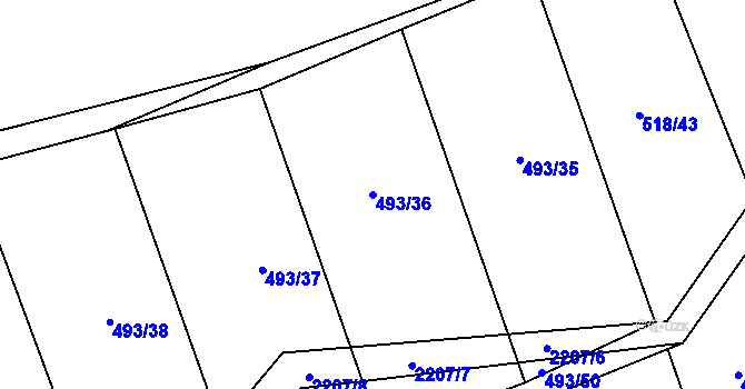 Parcela st. 493/36 v KÚ Komařice, Katastrální mapa