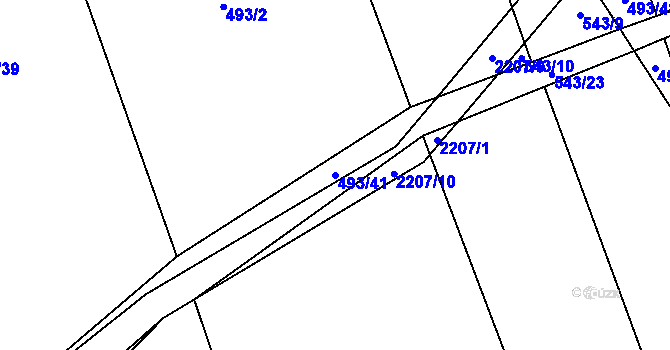 Parcela st. 493/41 v KÚ Komařice, Katastrální mapa