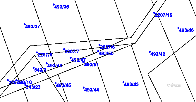 Parcela st. 493/50 v KÚ Komařice, Katastrální mapa