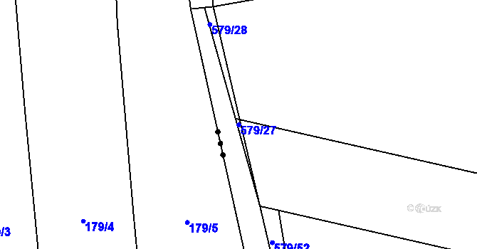 Parcela st. 579/27 v KÚ Komařice, Katastrální mapa