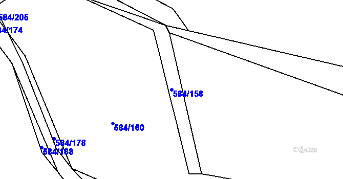 Parcela st. 584/158 v KÚ Komařice, Katastrální mapa