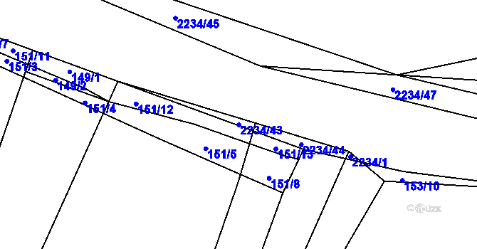 Parcela st. 2234/43 v KÚ Komařice, Katastrální mapa