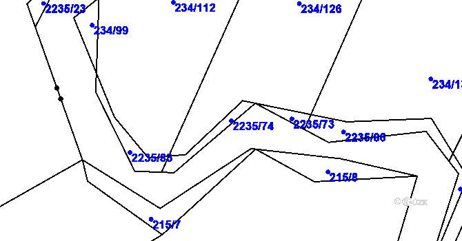 Parcela st. 2235/74 v KÚ Komařice, Katastrální mapa