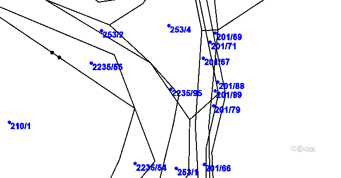 Parcela st. 2235/95 v KÚ Komařice, Katastrální mapa