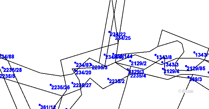 Parcela st. 234/143 v KÚ Komařice, Katastrální mapa