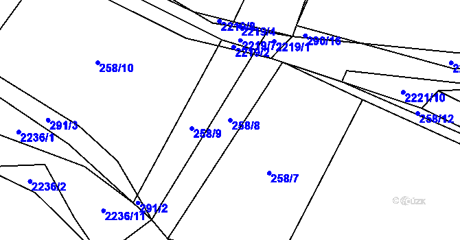 Parcela st. 258/8 v KÚ Komařice, Katastrální mapa