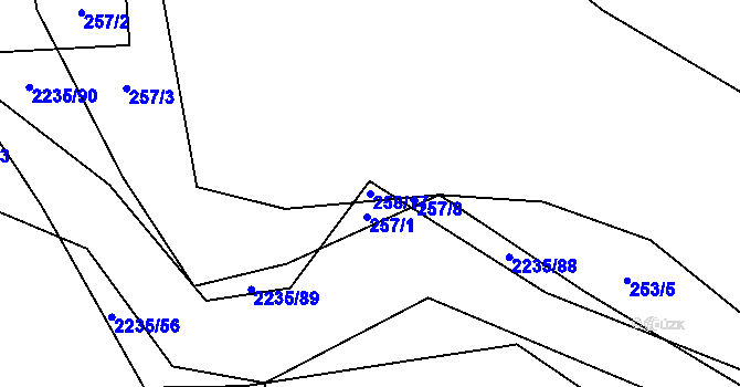 Parcela st. 258/17 v KÚ Komařice, Katastrální mapa